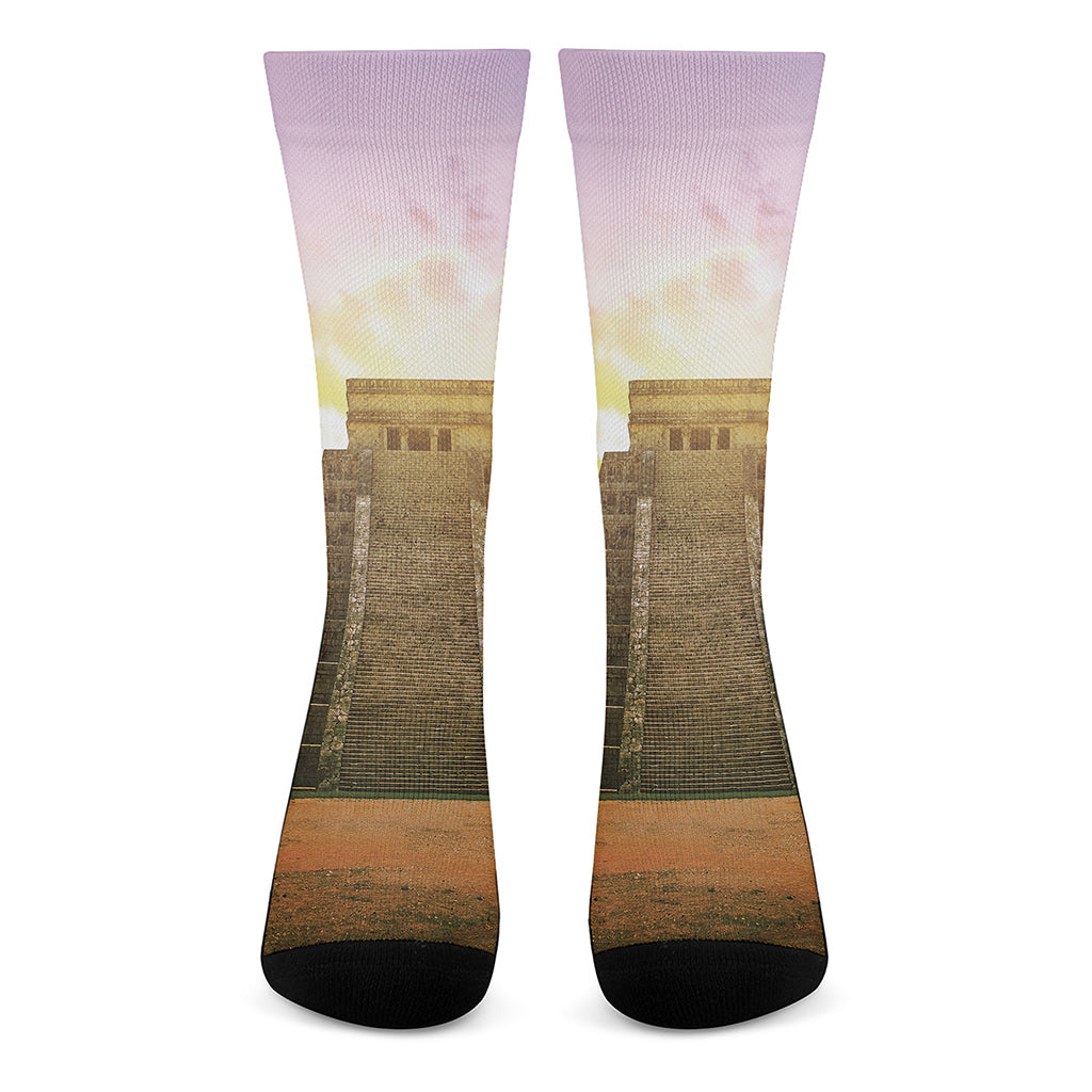 Mayan Civilization Print Crew Socks