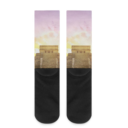 Mayan Civilization Print Crew Socks