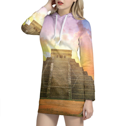 Mayan Civilization Print Hoodie Dress