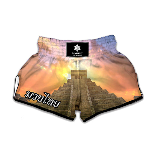 Mayan Civilization Print Muay Thai Boxing Shorts