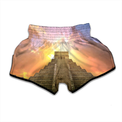 Mayan Civilization Print Muay Thai Boxing Shorts