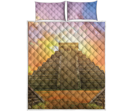 Mayan Civilization Print Quilt Bed Set