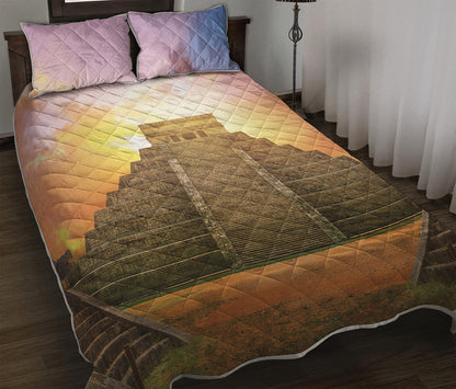 Mayan Civilization Print Quilt Bed Set