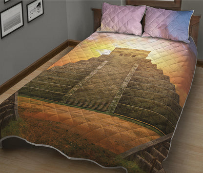 Mayan Civilization Print Quilt Bed Set
