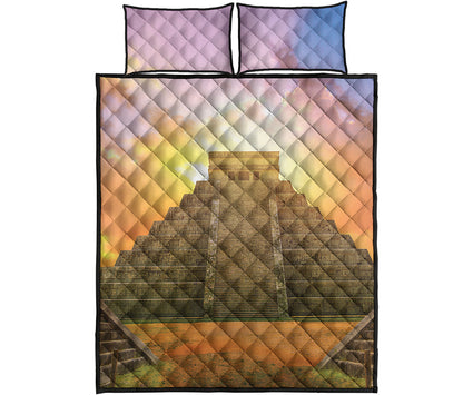 Mayan Civilization Print Quilt Bed Set