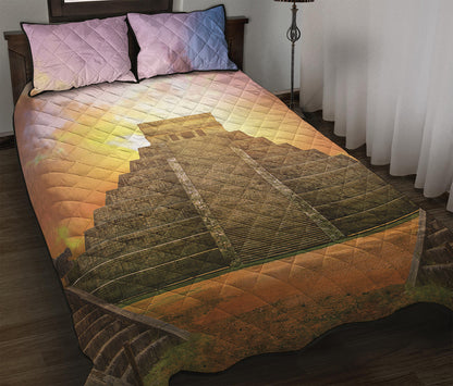 Mayan Civilization Print Quilt Bed Set