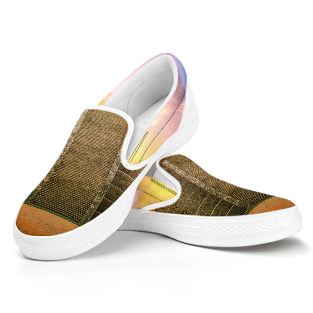 Mayan Civilization Print White Slip On Shoes