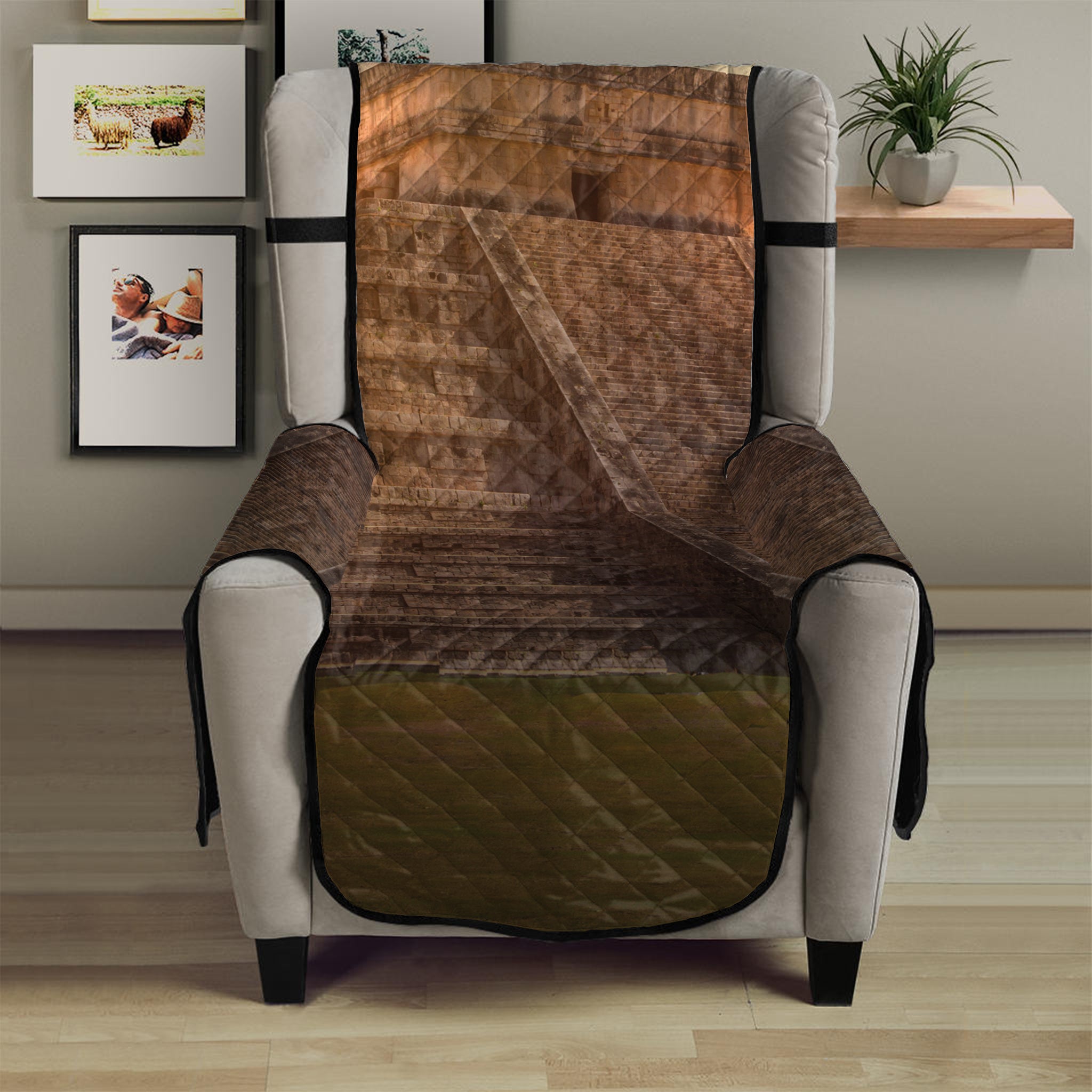 Mayan Pyramid Print Armchair Protector