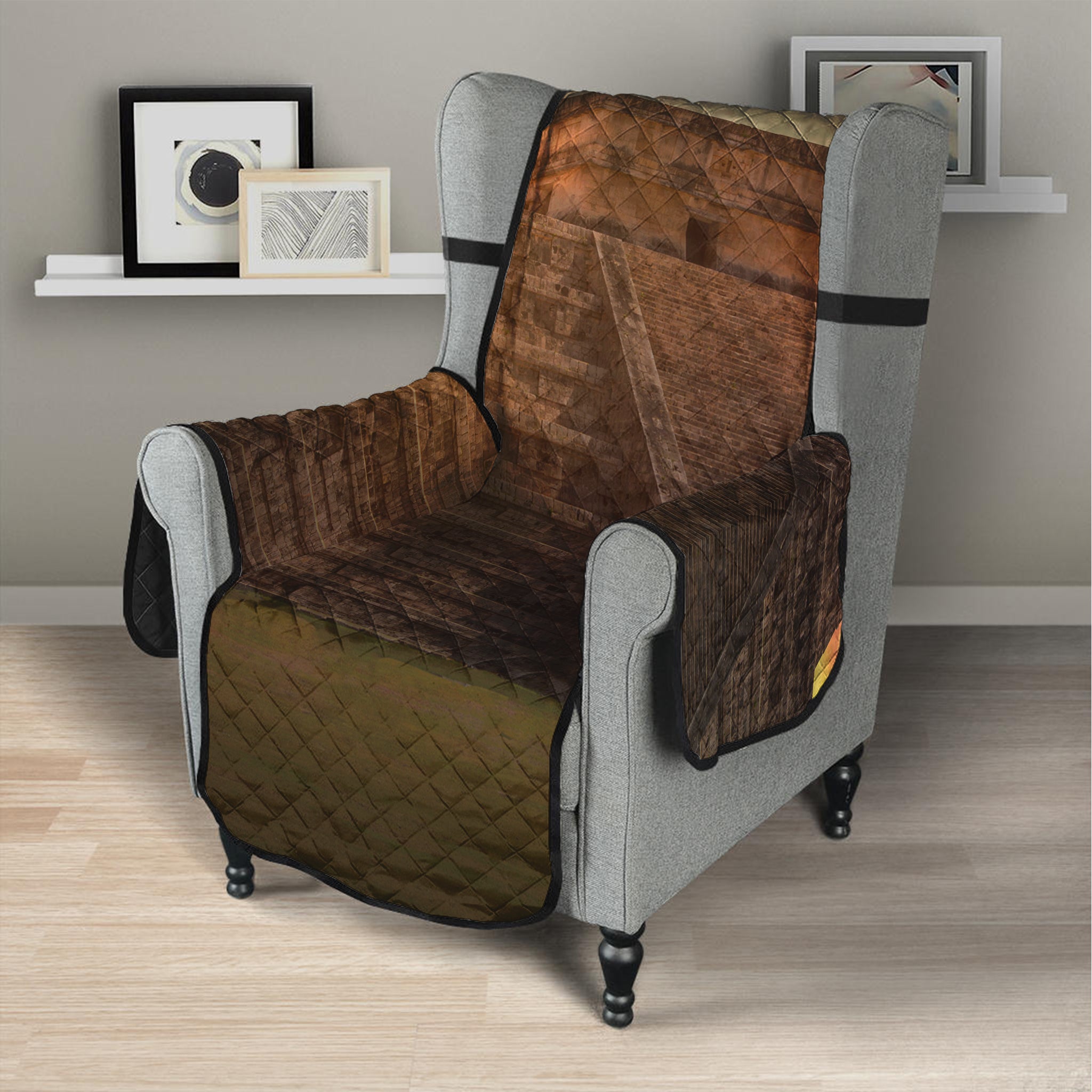 Mayan Pyramid Print Armchair Protector