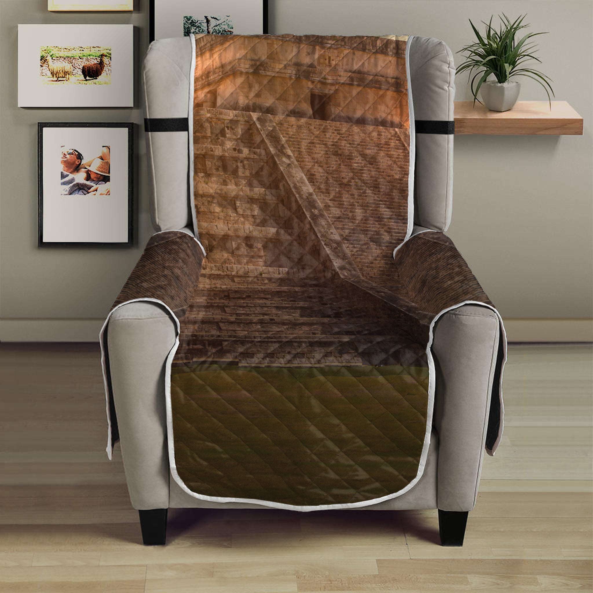 Mayan Pyramid Print Armchair Protector