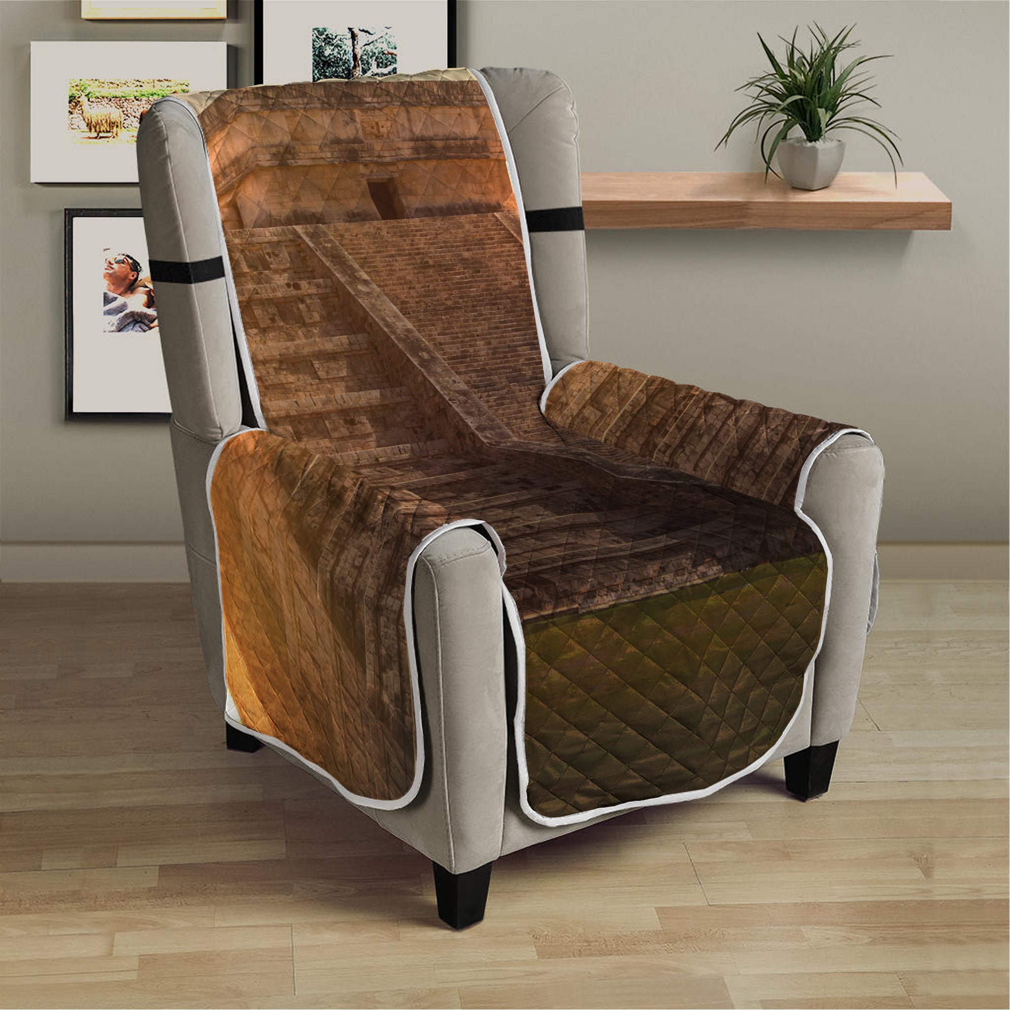 Mayan Pyramid Print Armchair Protector