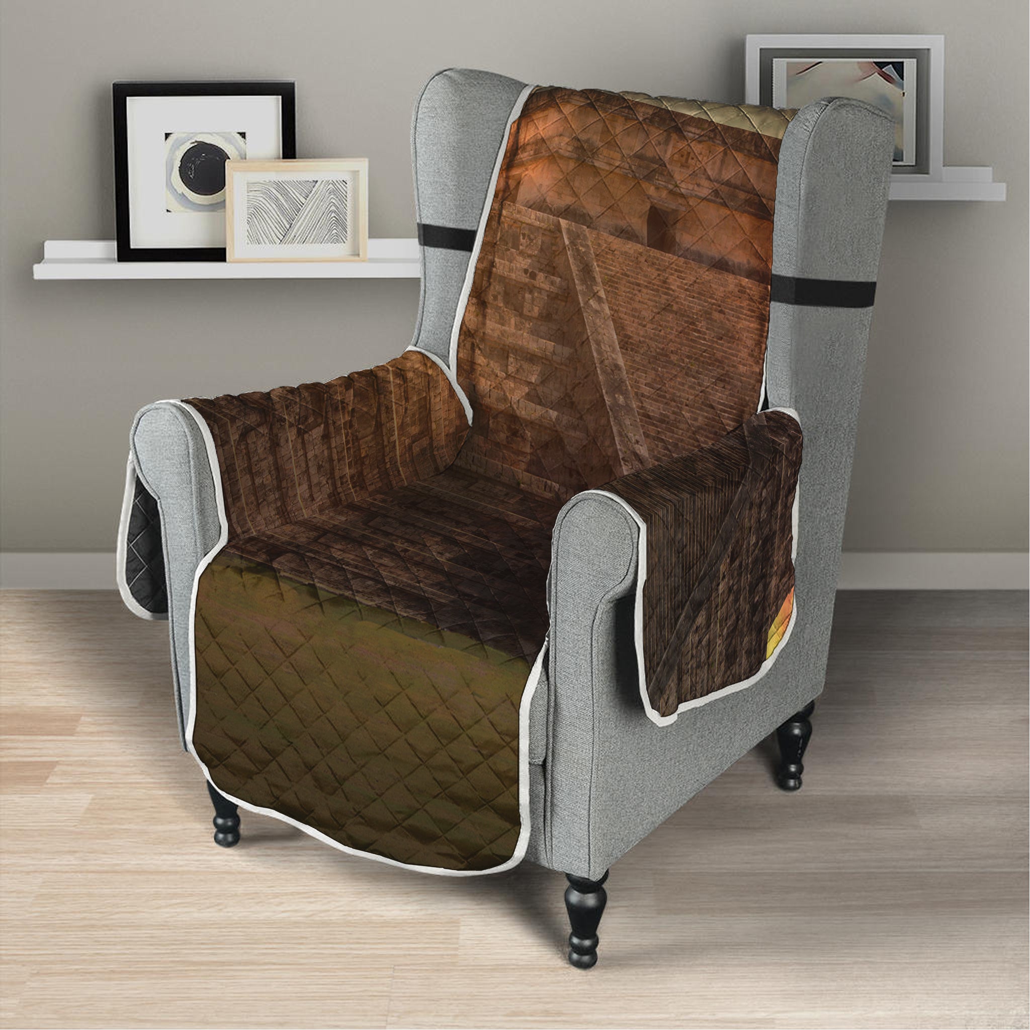 Mayan Pyramid Print Armchair Protector