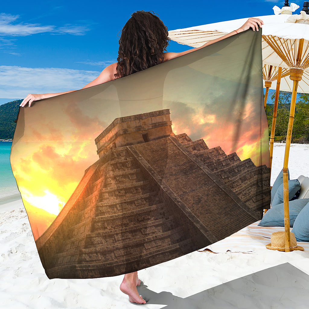 Mayan Pyramid Print Beach Sarong Wrap