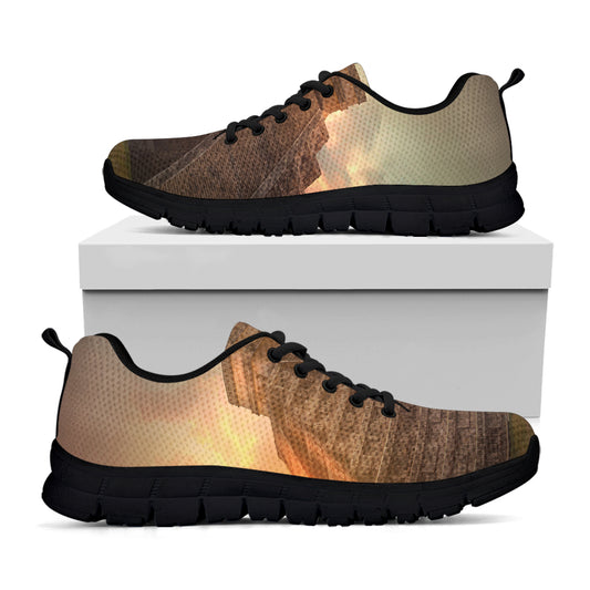 Mayan Pyramid Print Black Sneakers