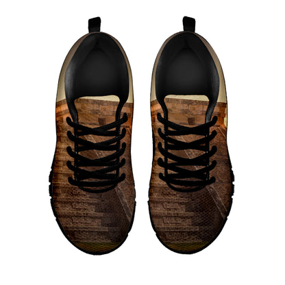 Mayan Pyramid Print Black Sneakers