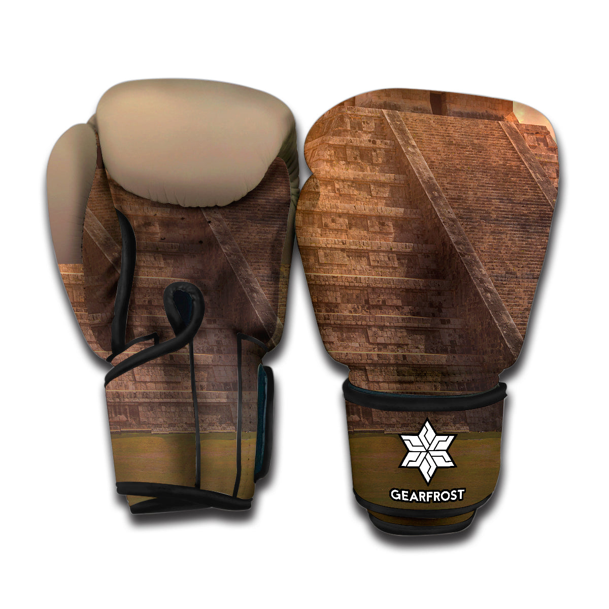 Mayan Pyramid Print Boxing Gloves