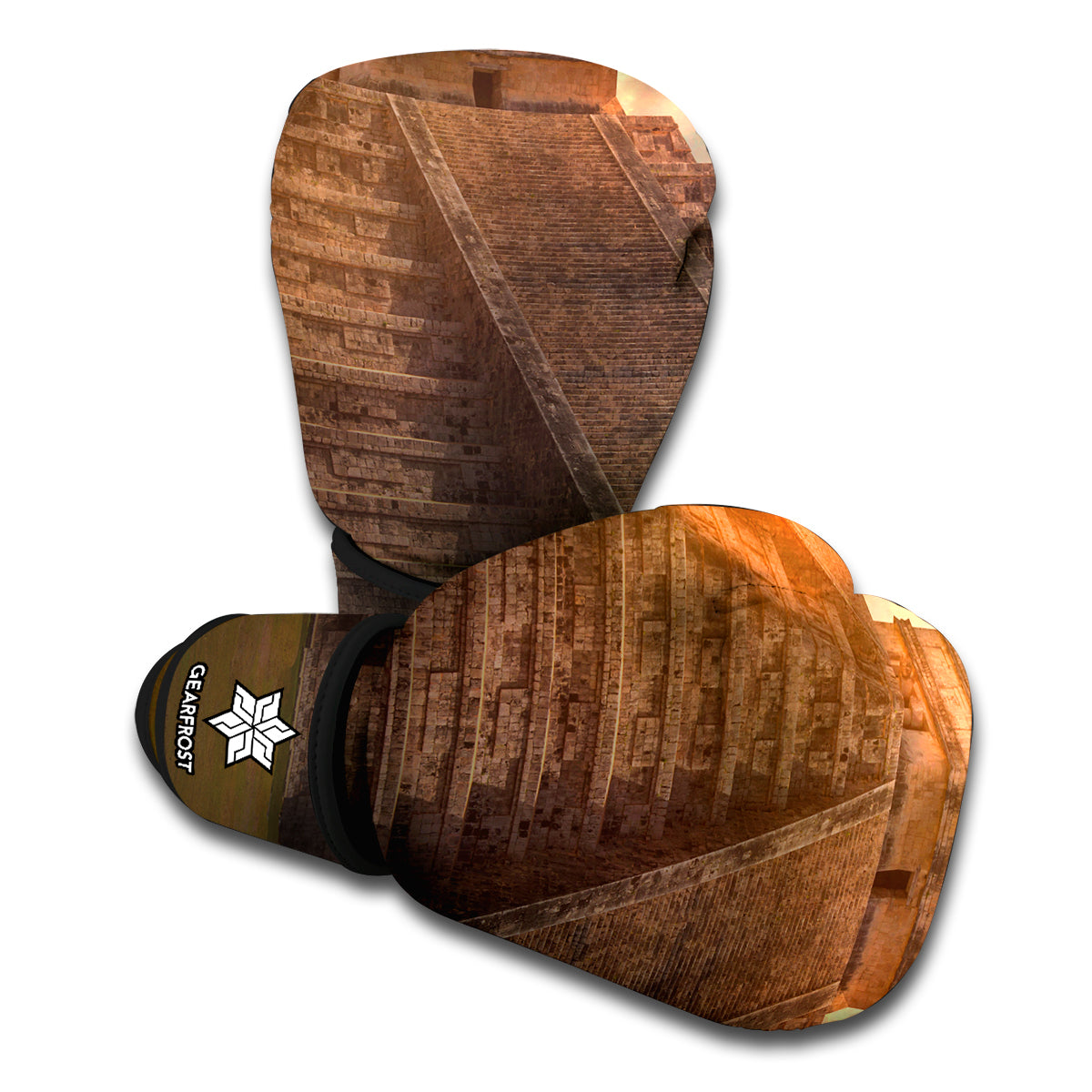 Mayan Pyramid Print Boxing Gloves