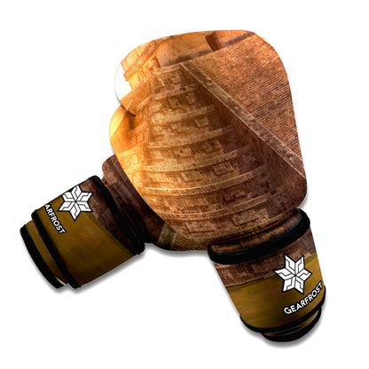Mayan Pyramid Print Boxing Gloves