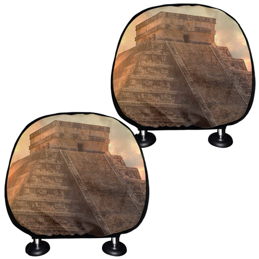 Mayan Pyramid Print Car Headrest Covers