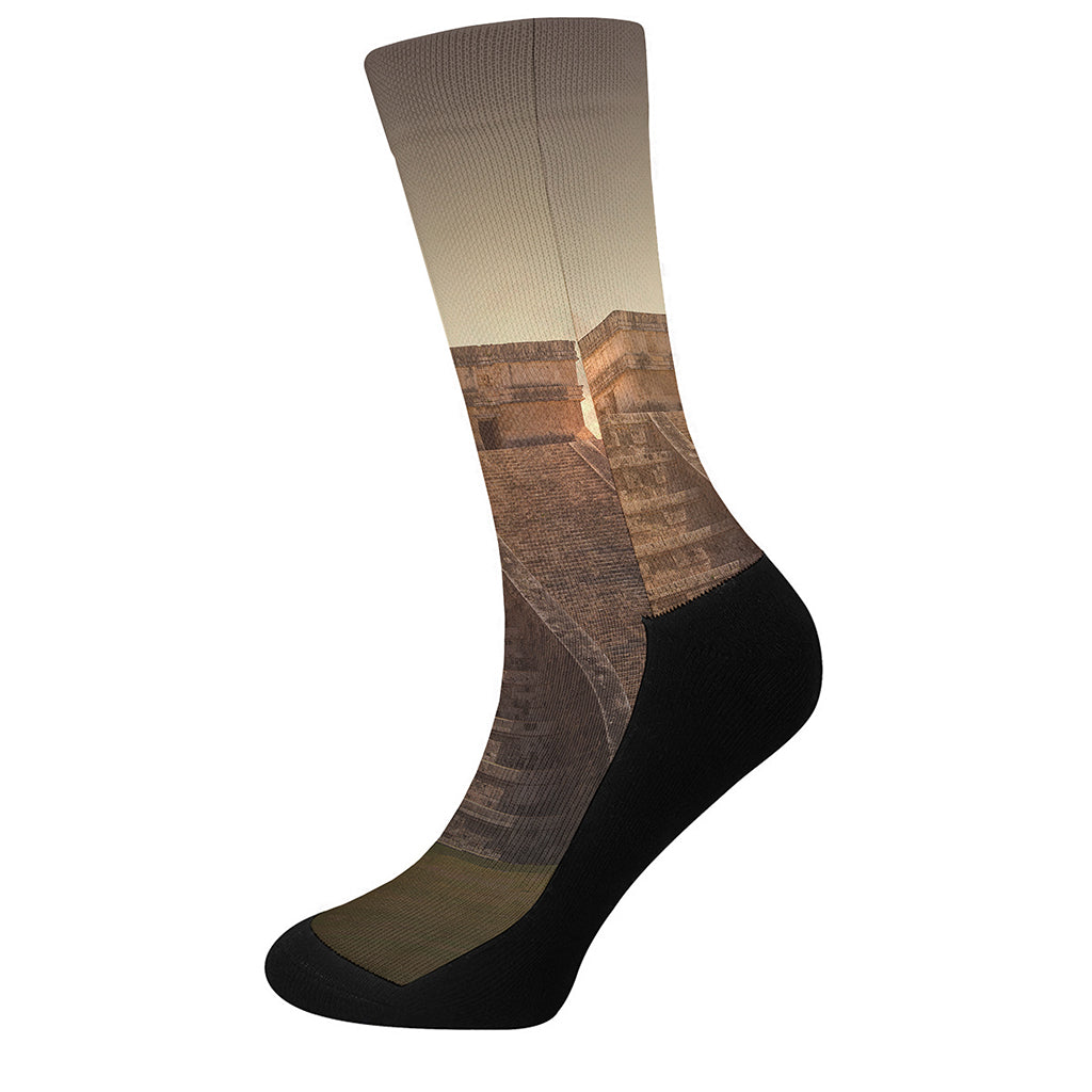 Mayan Pyramid Print Crew Socks
