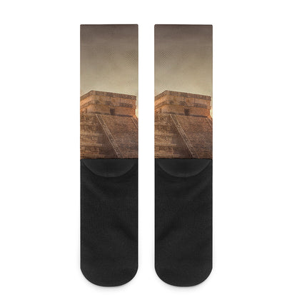 Mayan Pyramid Print Crew Socks