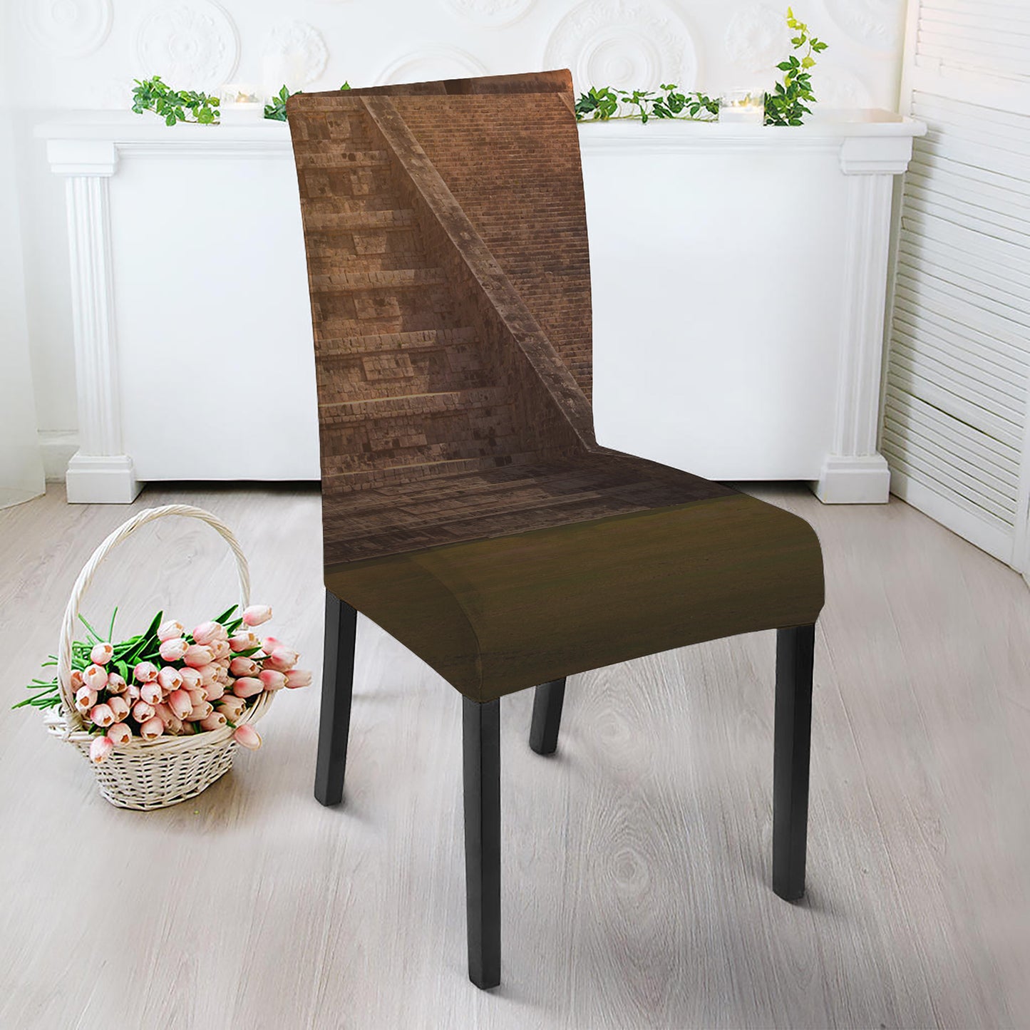 Mayan Pyramid Print Dining Chair Slipcover