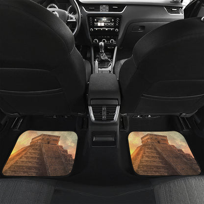 Mayan Pyramid Print Front and Back Car Floor Mats