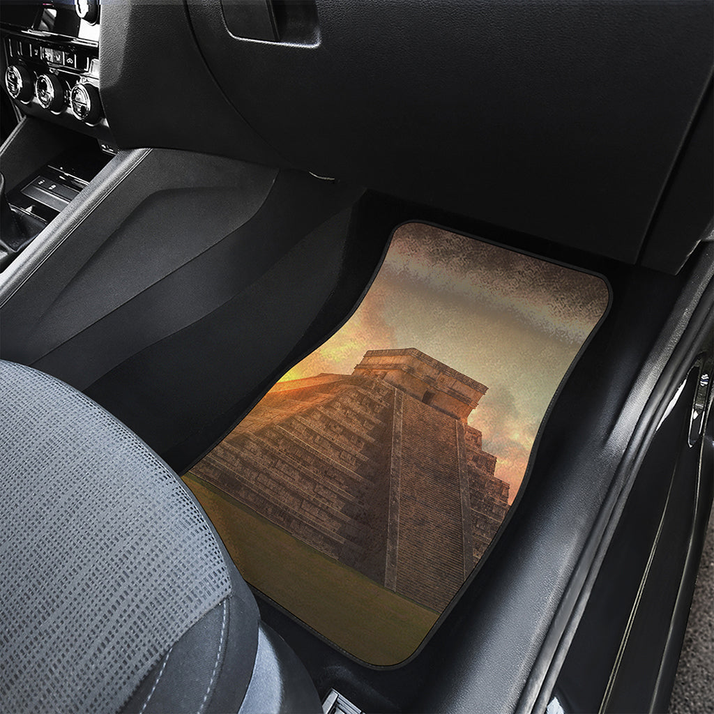 Mayan Pyramid Print Front and Back Car Floor Mats