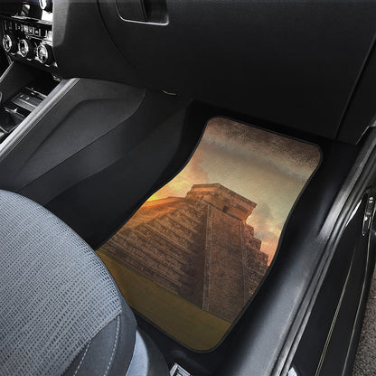 Mayan Pyramid Print Front and Back Car Floor Mats
