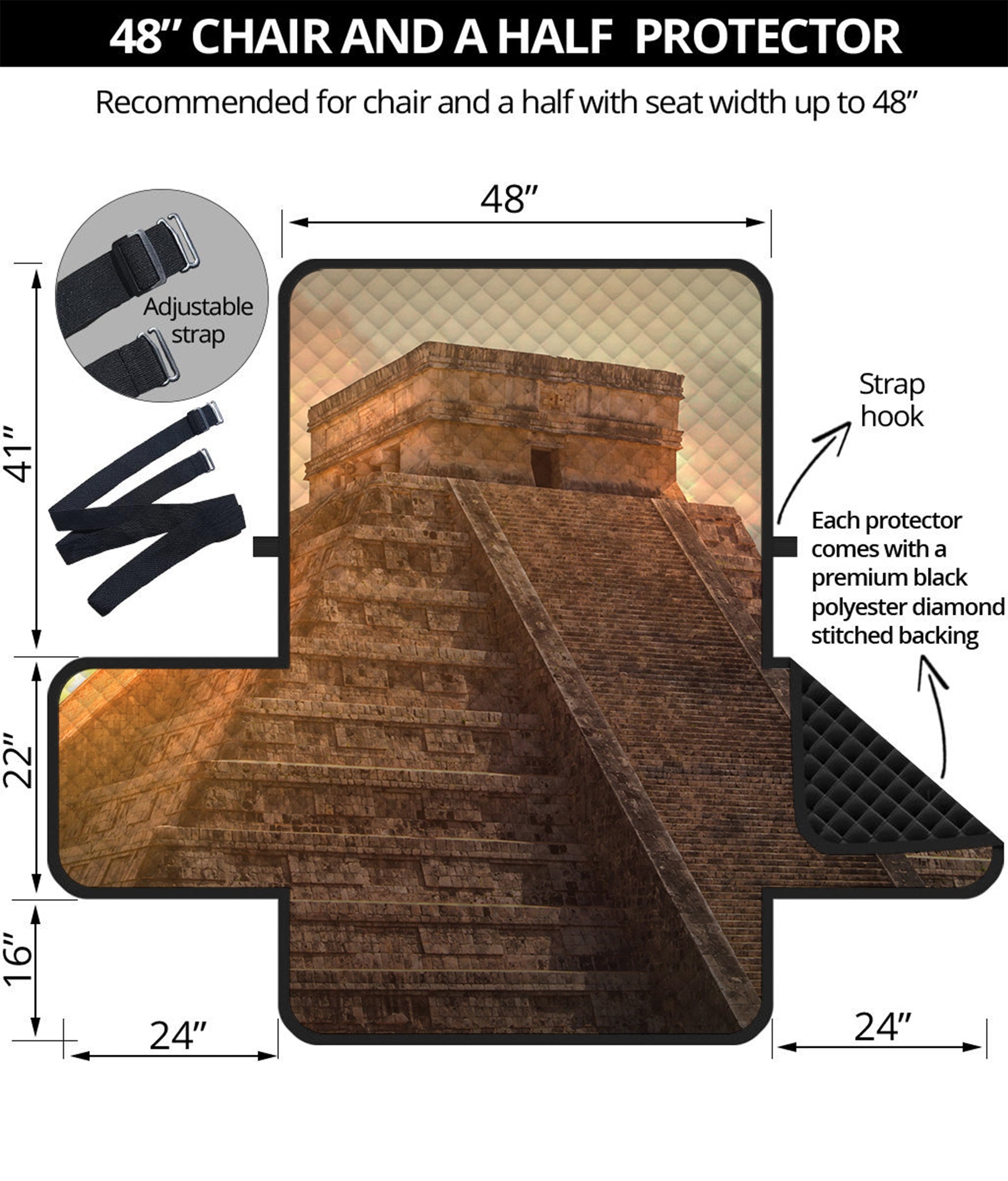 Mayan Pyramid Print Half Sofa Protector