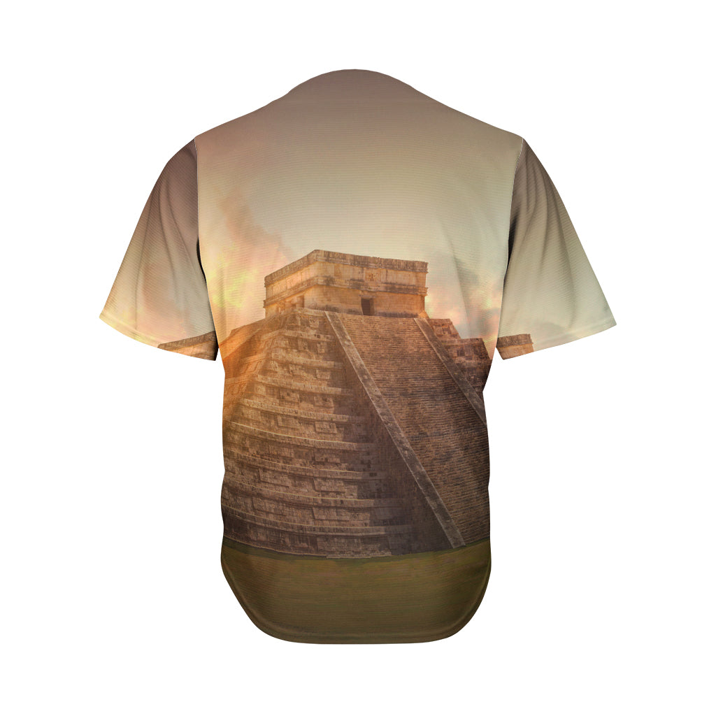 Mayan Pyramid Print Men's Baseball Jersey
