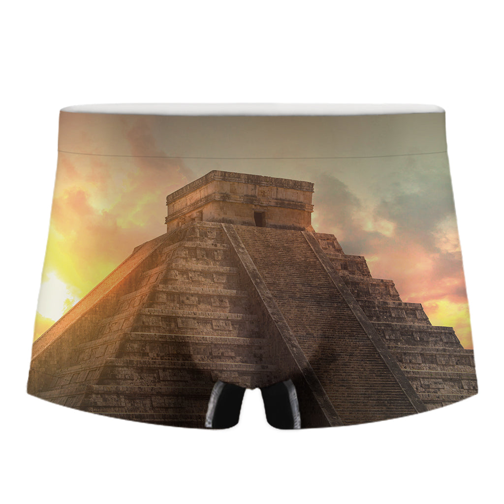 Mayan Pyramid Print Men's Boxer Briefs
