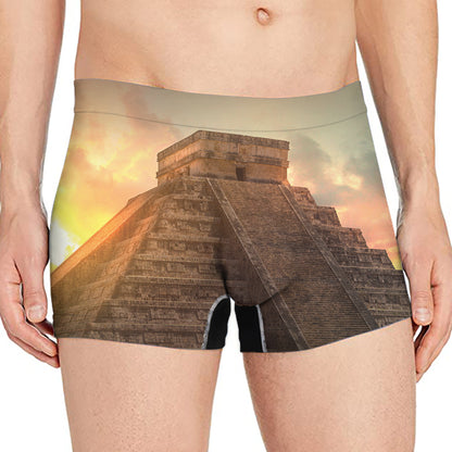 Mayan Pyramid Print Men's Boxer Briefs