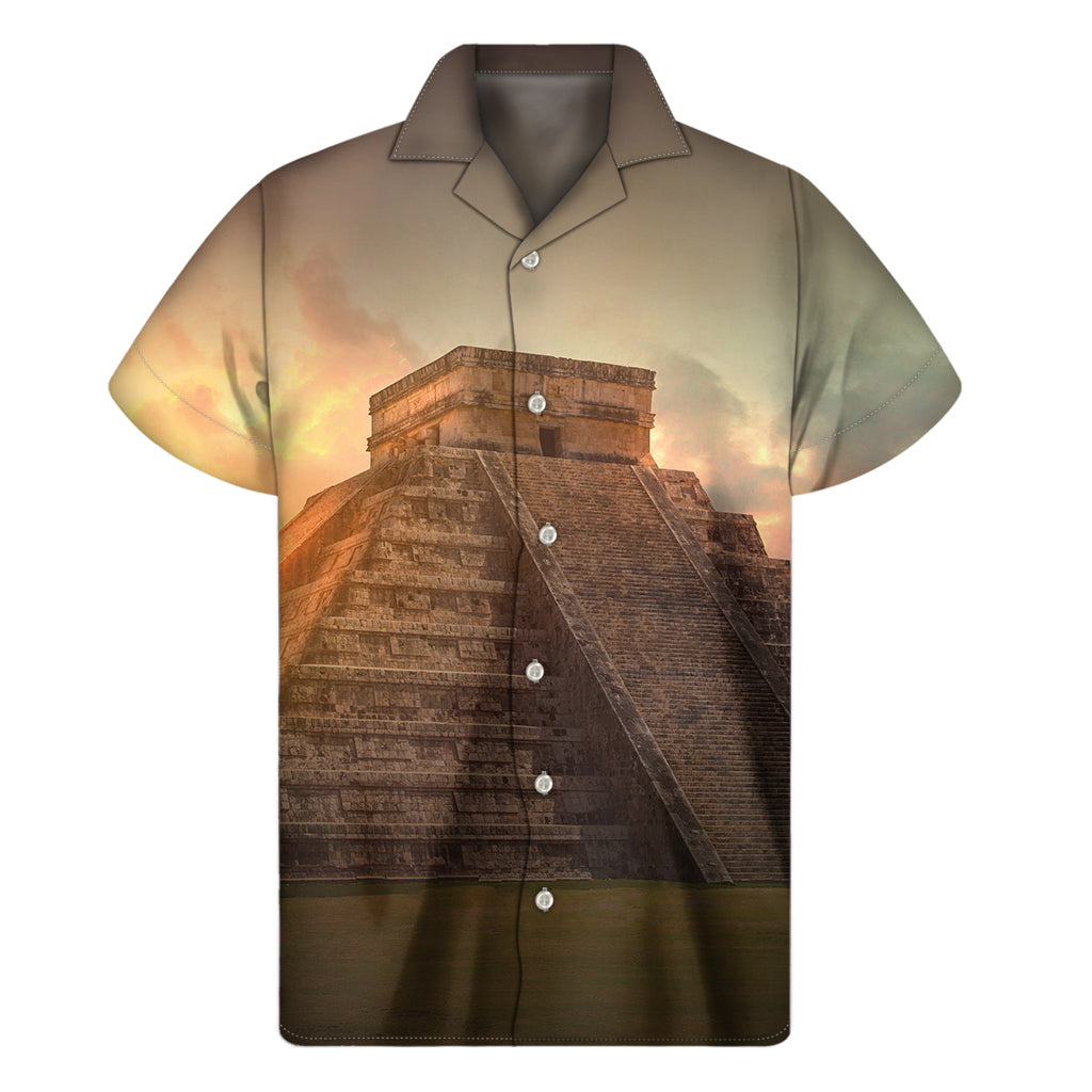 Mayan Pyramid Print Men's Short Sleeve Shirt