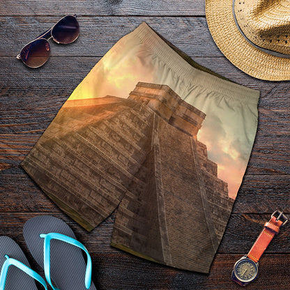 Mayan Pyramid Print Men's Shorts