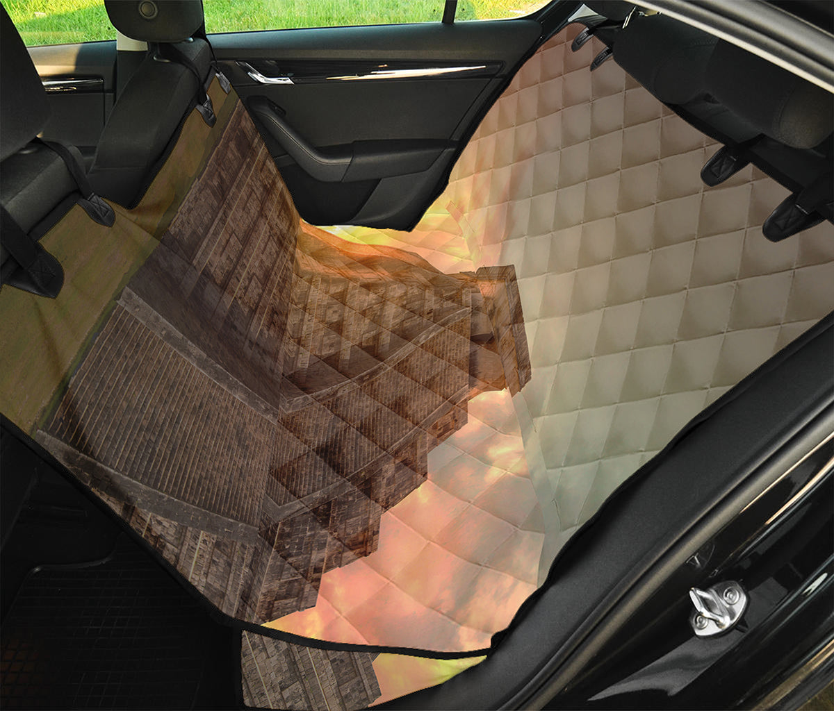 Mayan Pyramid Print Pet Car Back Seat Cover