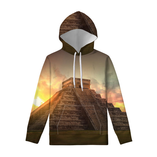 Mayan Pyramid Print Pullover Hoodie