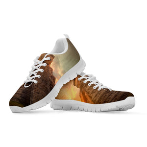 Mayan Pyramid Print White Sneakers