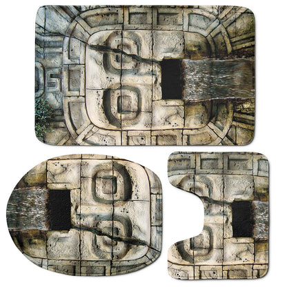 Mayan Stone Print 3 Piece Bath Mat Set