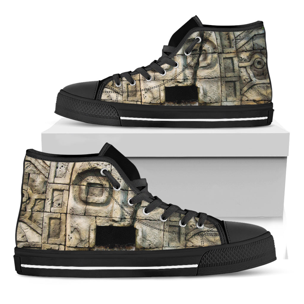Mayan Stone Print Black High Top Shoes