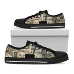 Mayan Stone Print Black Low Top Shoes