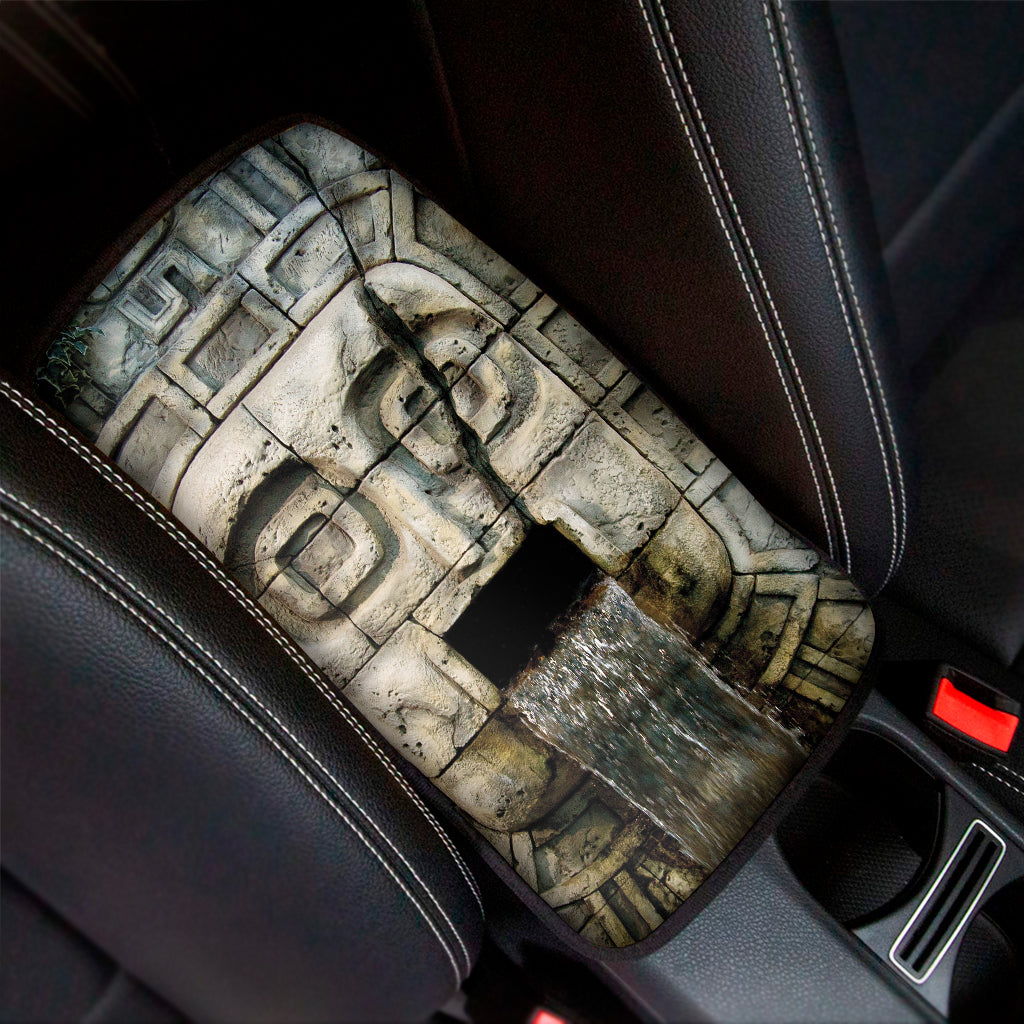 Mayan Stone Print Car Center Console Cover