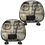 Mayan Stone Print Car Headrest Covers