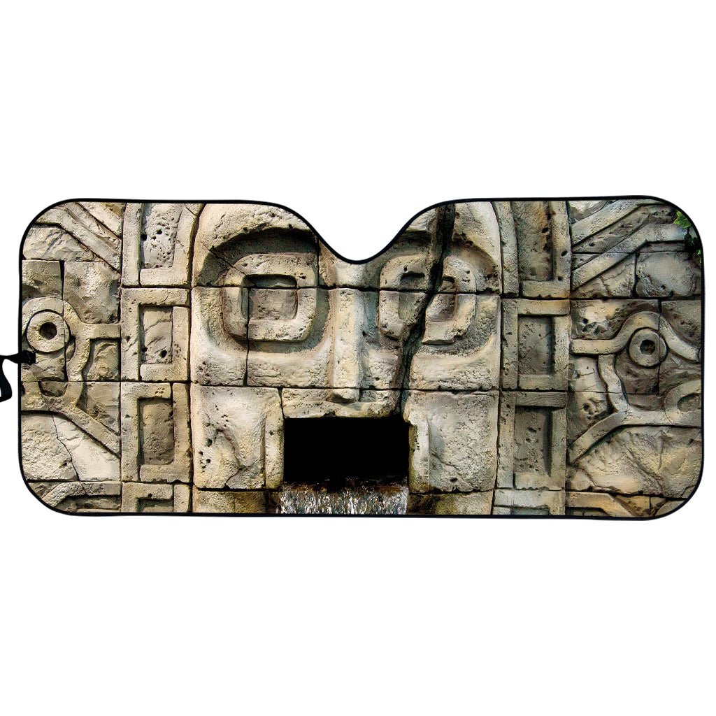 Mayan Stone Print Car Sun Shade
