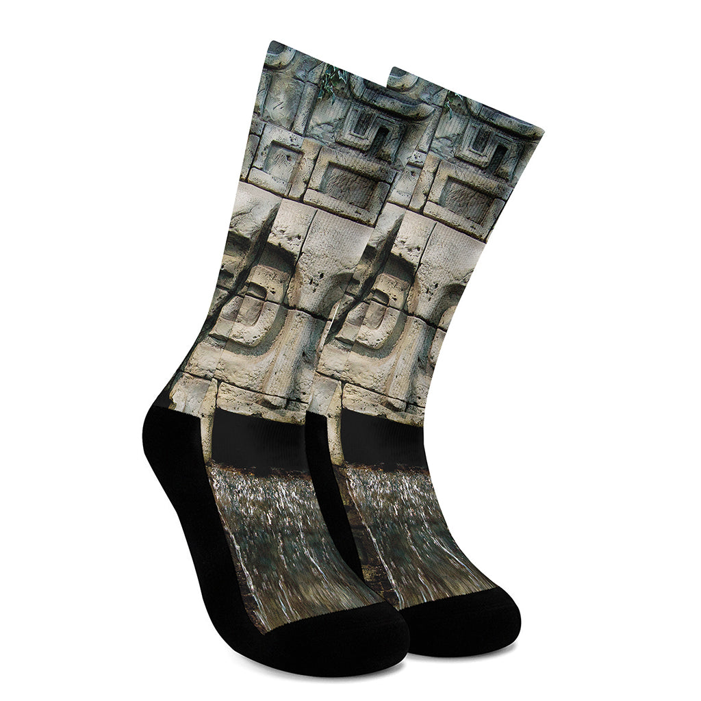 Mayan Stone Print Crew Socks