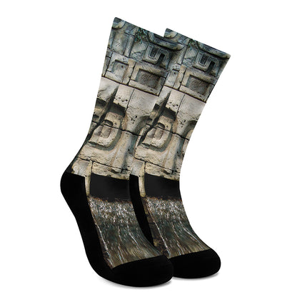Mayan Stone Print Crew Socks