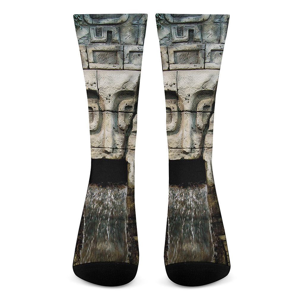 Mayan Stone Print Crew Socks