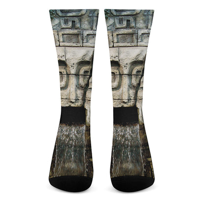 Mayan Stone Print Crew Socks