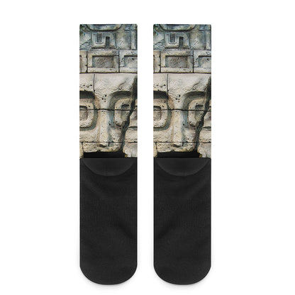 Mayan Stone Print Crew Socks