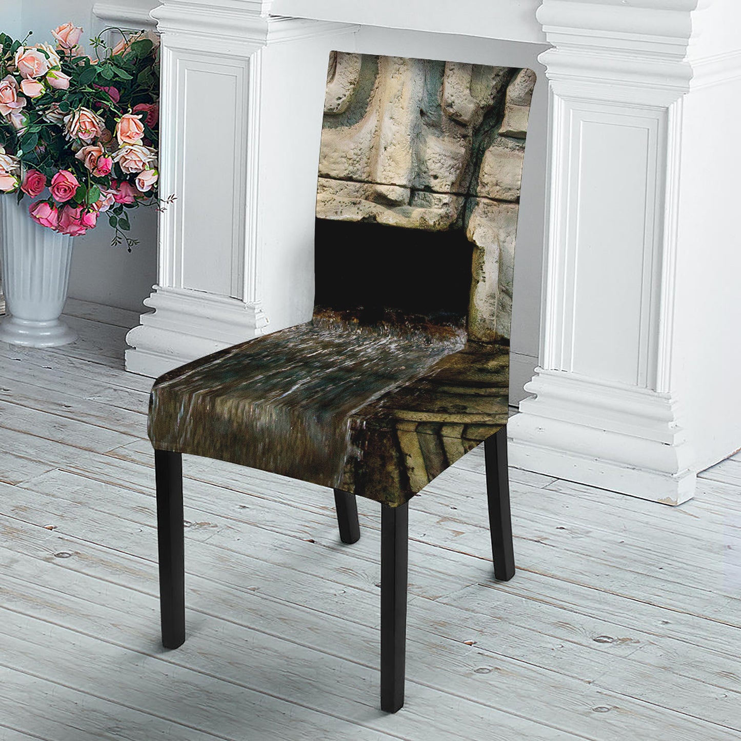 Mayan Stone Print Dining Chair Slipcover